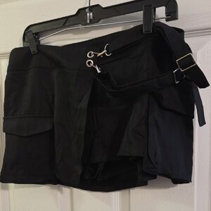 SHEIN Black Cargo Utility Skort with Buckle Waist